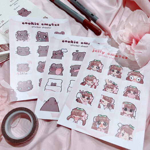 Original Cookie and Jelly Emote Sticker Sheets
